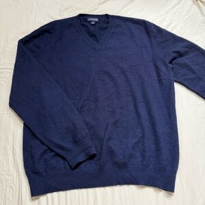 Lands' End Men's Navy Sweater - 100% Cashmere